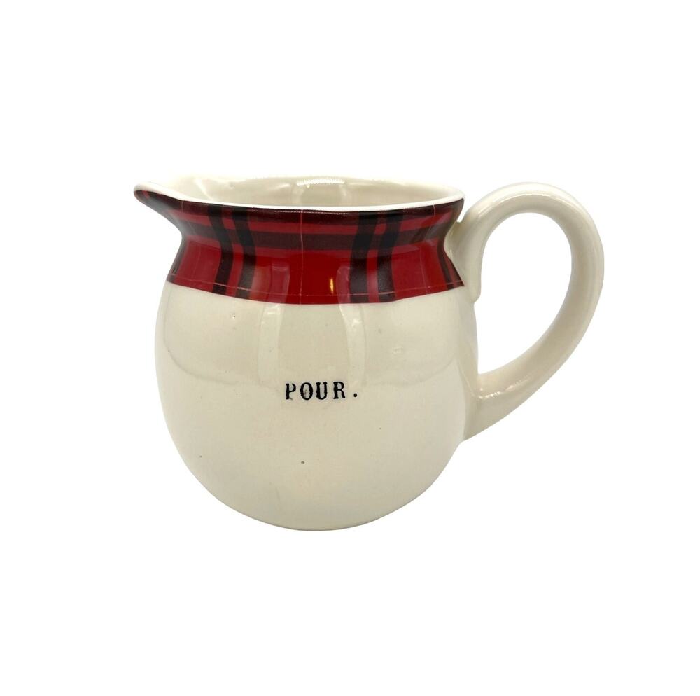 Rae Dunn Artisan Collection by Magenta Creamer "Pour" Red & Black Border Plaid